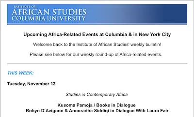 Screenshot of IAS weekly bulletin